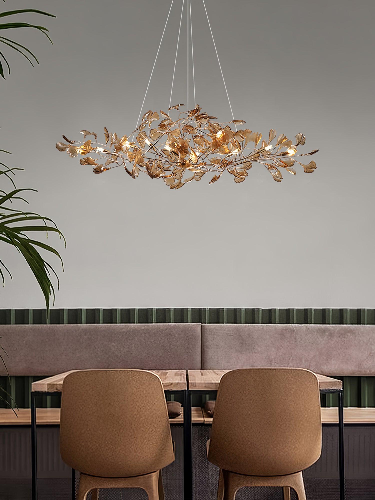 Acrylic Ginkgo Leaf Chandelier 31.5"