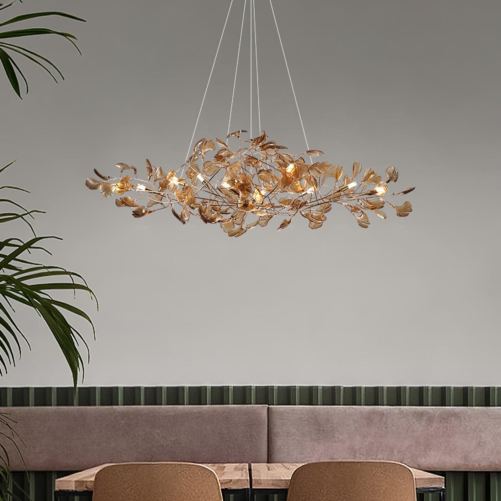 Acrylic Ginkgo Leaf Chandelier 31.5"